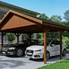 Carport Wallgau 620 x 500 cm, nussbaum, schwarze Schindeln