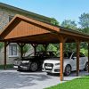 Carport Wallgau 620 x 600 cm, nussbaum, schwarze Schindeln