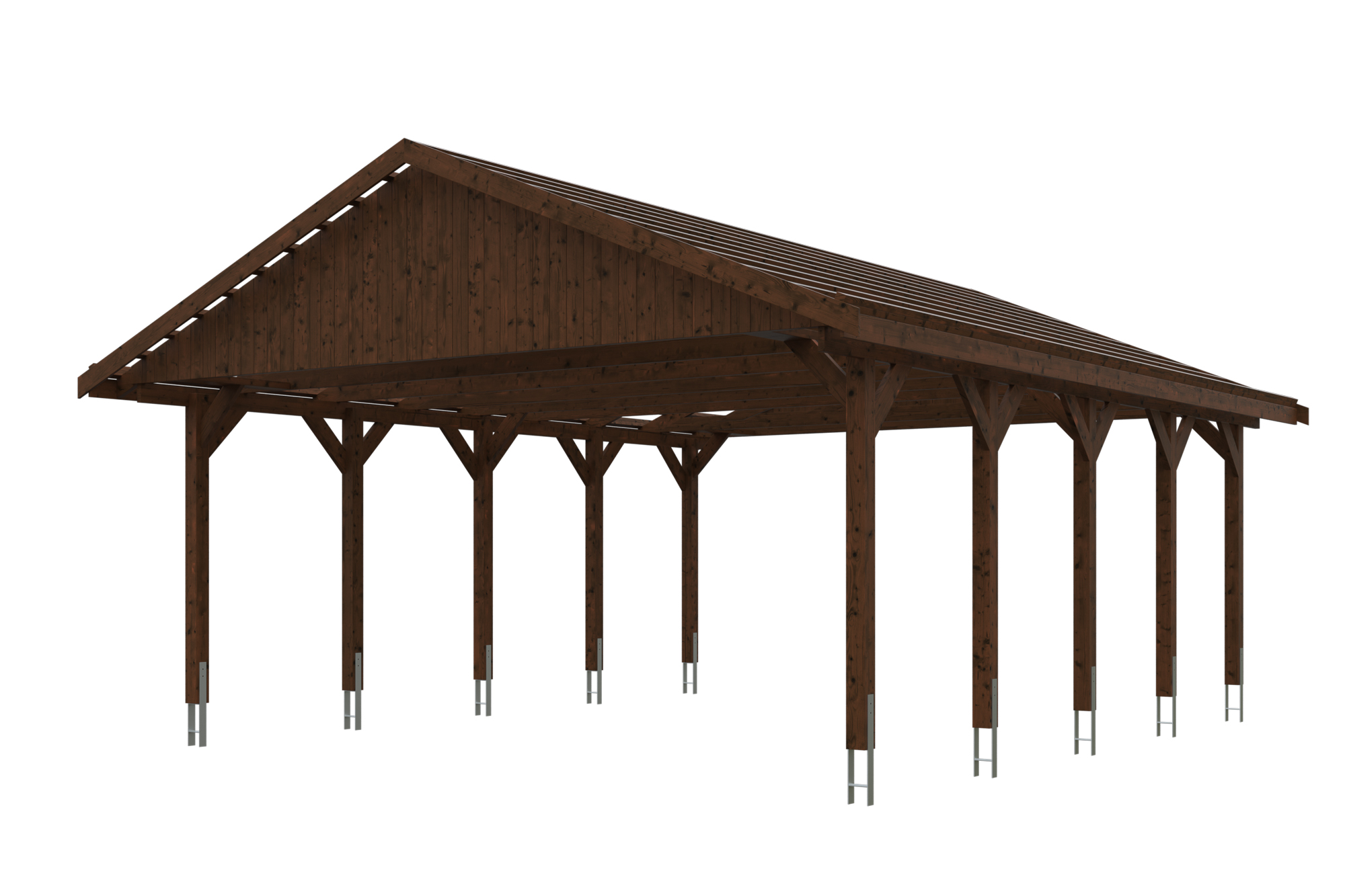 Carport Wallgau 620 x 750 cm, nussbaum, schwarze Schindeln Carport Wallgau 620 x 750 cm, nussbaum, schwarze Schindeln