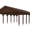 Carport Wallgau 620 x 900 cm, nussbaum, rote Schindeln