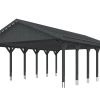 Carport Wallgau 620 x 900 cm, schiefergrau, rote Schindeln