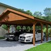 Carport Wallgau 620 x 900 cm, nussbaum, schwarze Schindeln
