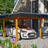 Carport Wendland 362 x 628 cm mit EPDM-Dach, schwarze Blende, eiche hell Carport Wendland 362 x 628 cm mit EPDM-Dach, schwarze Blende, eiche hell