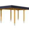 Carport Wendland 362 x 628 cm mit Aluminiumdach, schwarze Blende, eiche hell