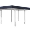 Carport Wendland 362 x 628 cm mit Aluminiumdach, schwarze Blende, weiß