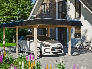 Carport Wendland 362 x 628 cm mit EPDM-Dach, schwarze Blende
