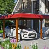 Carport Wendland 362 x 628 cm mit EPDM-Dach, rote Blende, nussbaum
