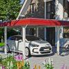 Carport Wendland 362 x 628 cm mit EPDM-Dach, rote Blende, weiß