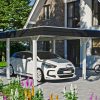 Carport Wendland 362 x 628 cm mit EPDM-Dach, schwarze Blende, weiß Carport Wendland 362 x 628 cm mit EPDM-Dach, schwarze Blende, weiß