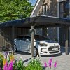 Carport Wendland mit Abstellraum 362 x 870 cm mit EPDM-Dach, schwarze Blende, schiefergrau