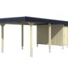Carport Wendland 362 x 870 cm mit Aluminiumdach, schwarze Blende