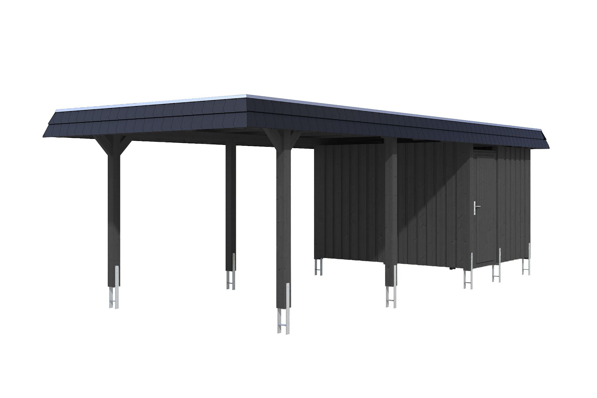 Carport Wendland 362 x 870 cm mit Aluminiumdach, schwarze Blende, anthrazit