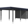 Carport Wendland 362 x 870 cm mit Aluminiumdach, schwarze Blende, schiefergrau