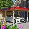 Carport Wendland mit Abstellraum 362 x 870 cm mit EPDM-Dach, rote Blende