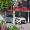 Carport Wendland mit Abstellraum 362 x 870 cm mit EPDM-Dach, rote Blende, weiß