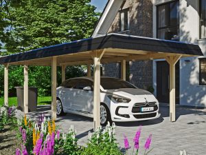 Carport Wendland 362 x 870 cm mit EPDM-Dach, schwarze Blende