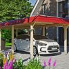 Carport Wendland 362 x 870 cm mit EPDM-Dach, rote Blende