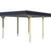 Carport Wendland 409 x 628 cm mit Aluminiumdach, schwarze Blende