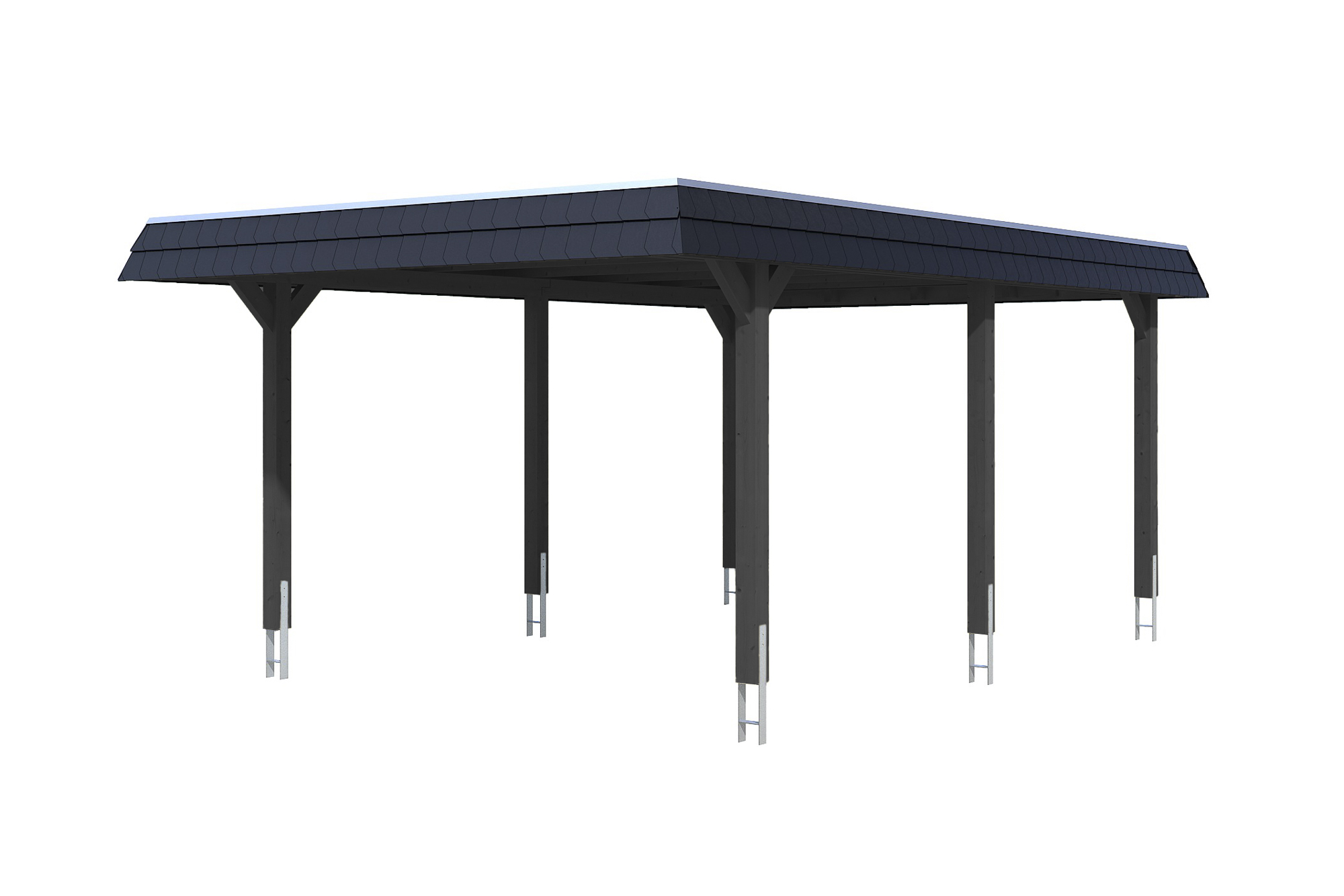 Carport Wendland 409 x 628 cm mit Aluminiumdach, schwarze Blende, anthrazit