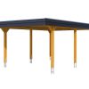 Carport Wendland 409 x 628 cm mit Aluminiumdach, schwarze Blende, eiche hell