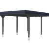 Carport Wendland 409 x 628 cm mit Aluminiumdach, schwarze Blende, schiefergrau