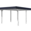 Carport Wendland 409 x 628 cm mit Aluminiumdach, schwarze Blende, weiß
