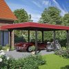 Carport Wendland 409 x 628 cm mit EPDM-Dach, rote Blende, anthrazit