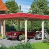 Carport Wendland 409 x 628 cm mit EPDM-Dach, rote Blende