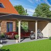 Carport Wendland mit Abstellraum 409 x 870 cm mit EPDM-Dach, schwarze Blende