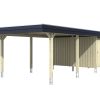 Carport Wendland 409 x 870 cm mit Aluminiumdach, schwarze Blende