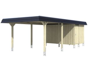 Carport Wendland 409 x 870 cm mit Aluminiumdach, schwarze Blende