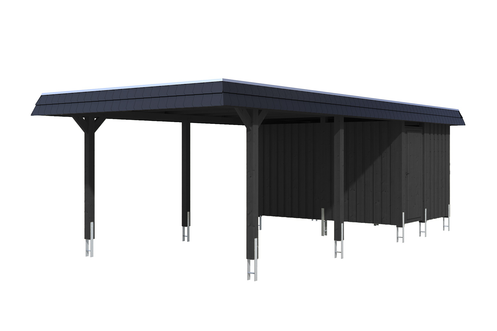 Carport Wendland 409 x 870 cm mit Aluminiumdach, schwarze Blende, anthrazit