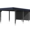 Carport Wendland 409 x 870 cm mit Aluminiumdach, schwarze Blende, schiefergrau