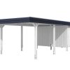 Carport Wendland 409 x 870 cm mit Aluminiumdach, schwarze Blende, weiß