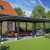 Carport Wendland 409 x 870 cm mit EPDM-Dach, schwarze Blende, anthrazit