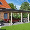 Carport Wendland 409 x 870 cm mit EPDM-Dach, schwarze Blende