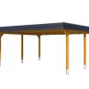 Carport Wendland 630 x 637 cm mit Aluminiumdach, schwarze Blende, eiche hell