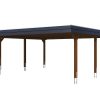 Carport Wendland 630 x 637 cm mit Aluminiumdach, schwarze Blende, nussbaum