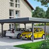 Carport Wendland 630 x 637 cm mit EPDM-Dach, schwarze Blende, schiefergrau
