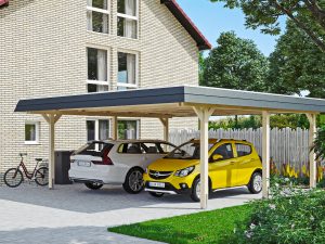 Carport Wendland 630 x 637 cm mit EPDM-Dach, schwarze Blende