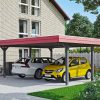 Carport Wendland 630 x 637 cm mit EPDM-Dach, rote Blende, schiefergrau