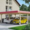 Carport Wendland 630 x 637 cm mit EPDM-Dach, rote Blende