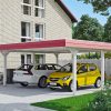 Carport Wendland 630 x 637 cm mit EPDM-Dach, rote Blende, weiß