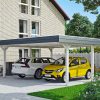 Carport Wendland 630 x 637 cm mit EPDM-Dach, schwarze Blende, weiß