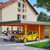 Carport Wendland mit Abstellraum 630 x 879 cm mit EPDM-Dach, schwarze Blende, eiche hell