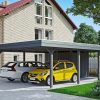 Carport Wendland mit Abstellraum 630 x 879 cm mit EPDM-Dach, schwarze Blende, schiefergrau