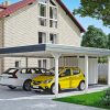Carport Wendland mit Abstellraum 630 x 879 cm mit EPDM-Dach, schwarze Blende, weiß