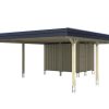Carport Wendland 630 x 879 cm mit Aluminiumdach, schwarze Blende Carport Wendland 630 x 879 cm mit Aluminiumdach, schwarze Blende