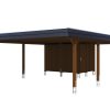 Carport Wendland 630 x 879 cm mit Aluminiumdach, schwarze Blende, nussbaum