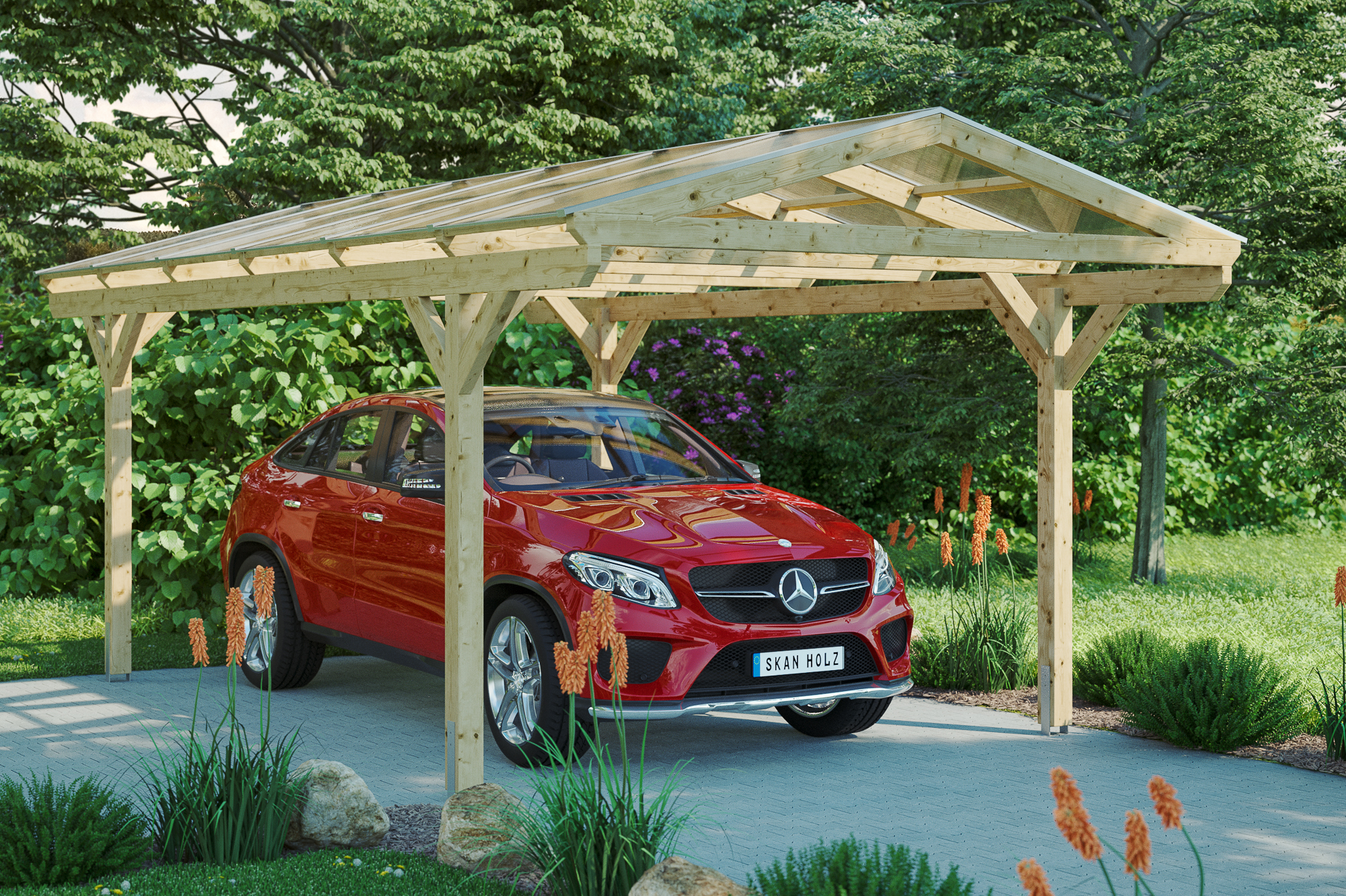 Carport Westerwald 362 x 541 cm, natur